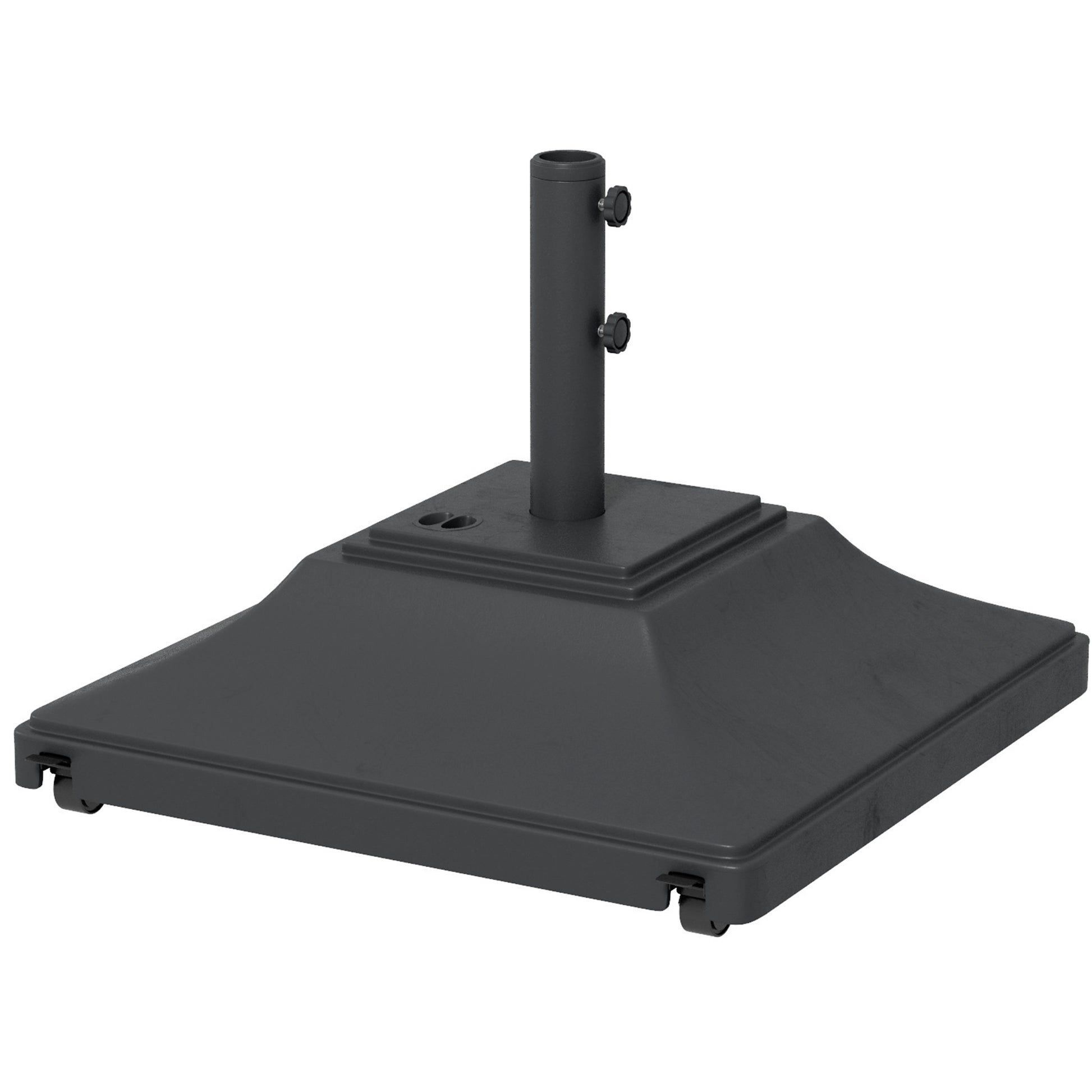 Photo of Outsunny 60kg Water/Sand Fillable Parasol Base, with Wheels - Black in Black colour on a white background