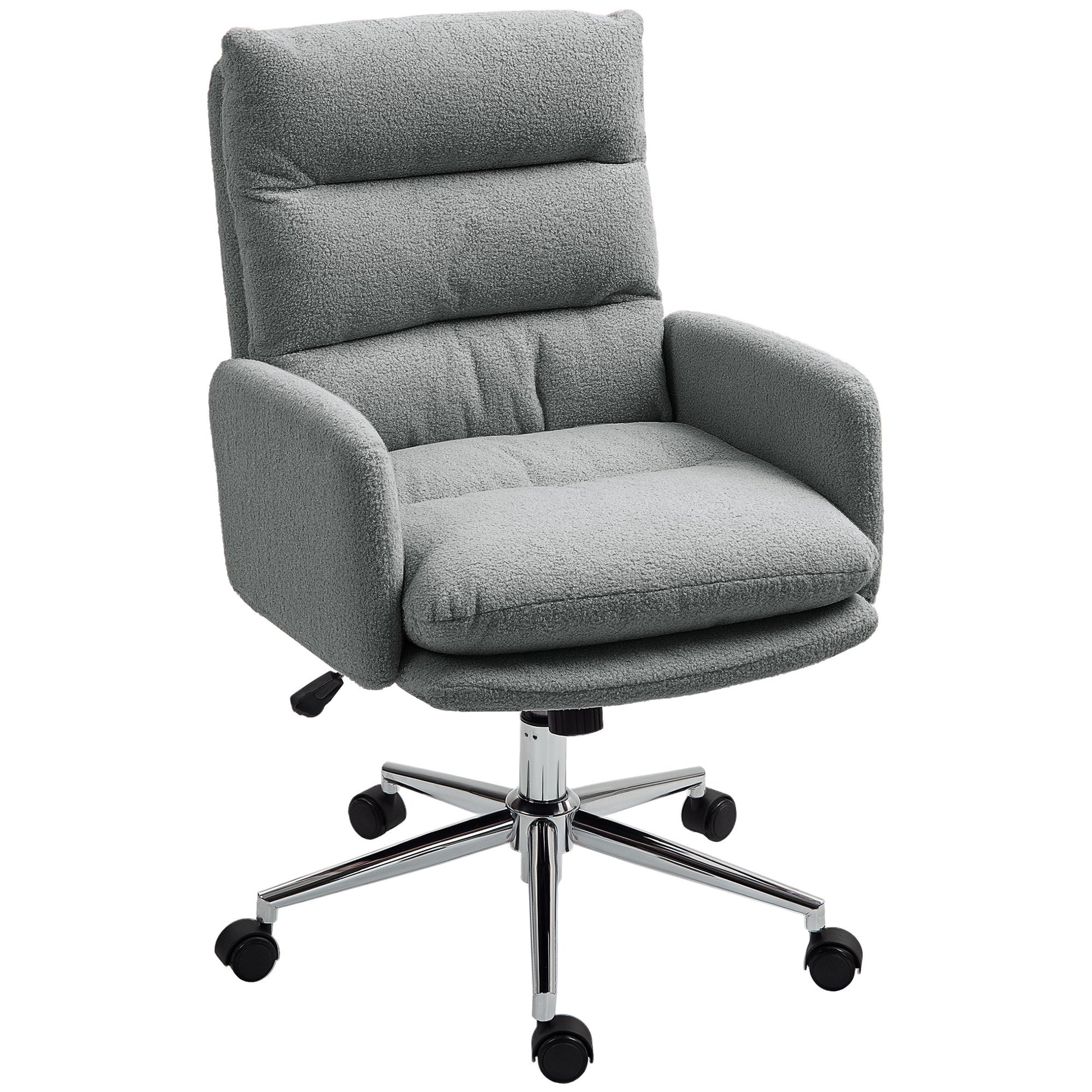 Photo of HOMCOM 91-99cm Sherpa Fleece Office Chair - Grey in Grey colour on a white background