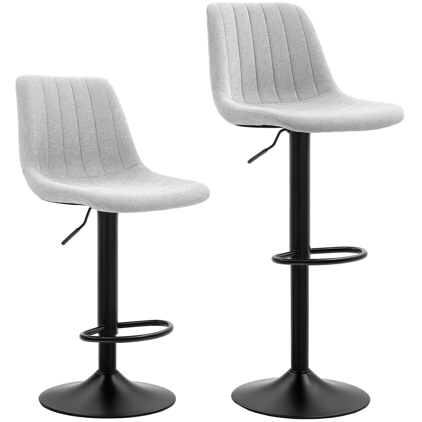 Photo of HOMCOM Set of Two Chenille-Feel Tub Bat Stools - Grey in Grey colour on a white background