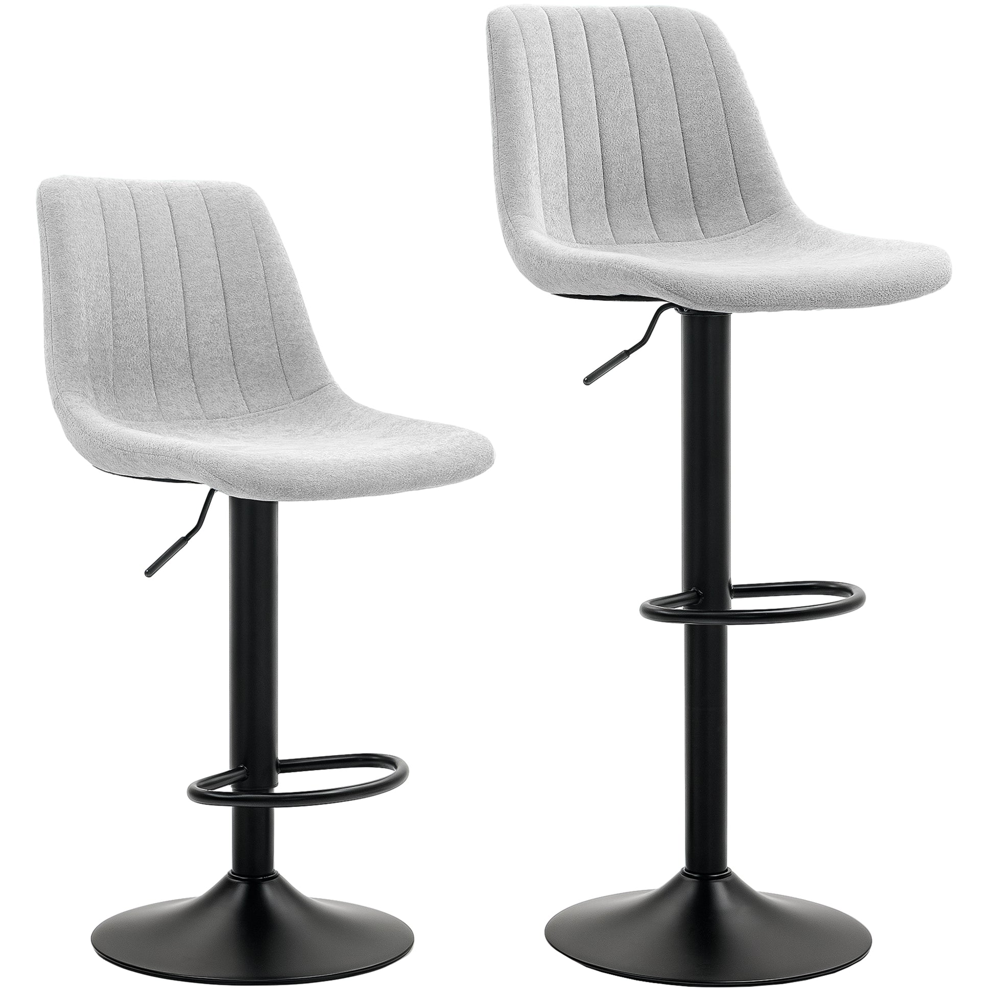 Photo of HOMCOM Set of Two Chenille-Feel Tub Bat Stools - Grey in Grey colour on a white background