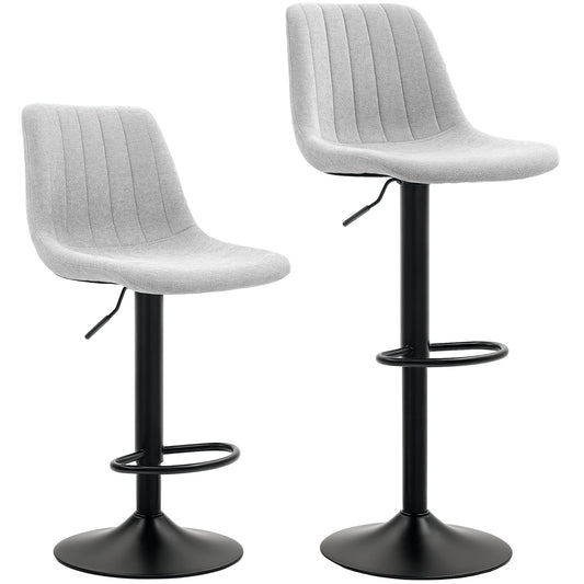 Photo of HOMCOM Set of Two Chenille-Feel Tub Bat Stools - Grey in Grey colour on a white background