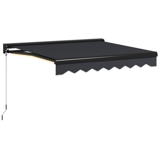 Photo of Outsunny 3 x 2.5m Electric Awning with LED Light, Aluminium Frame Retractable Awning Sun Canopies for Patio Door Window in Window colour on a white background