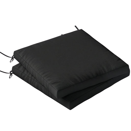 Photo of Outsunny Outdoor Seat Cushions Set of 2 with Ties, Waterproof Garden Seat Pads, Black in Black colour on a white background