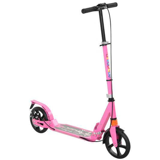 Photo of AIYAPLAY Kids Scooter with Four-Level Adjustable Handlebar, Dual Brake System, 200mm Wheels, ABEC-7 Bearings, Pink in Pink colour on a white background