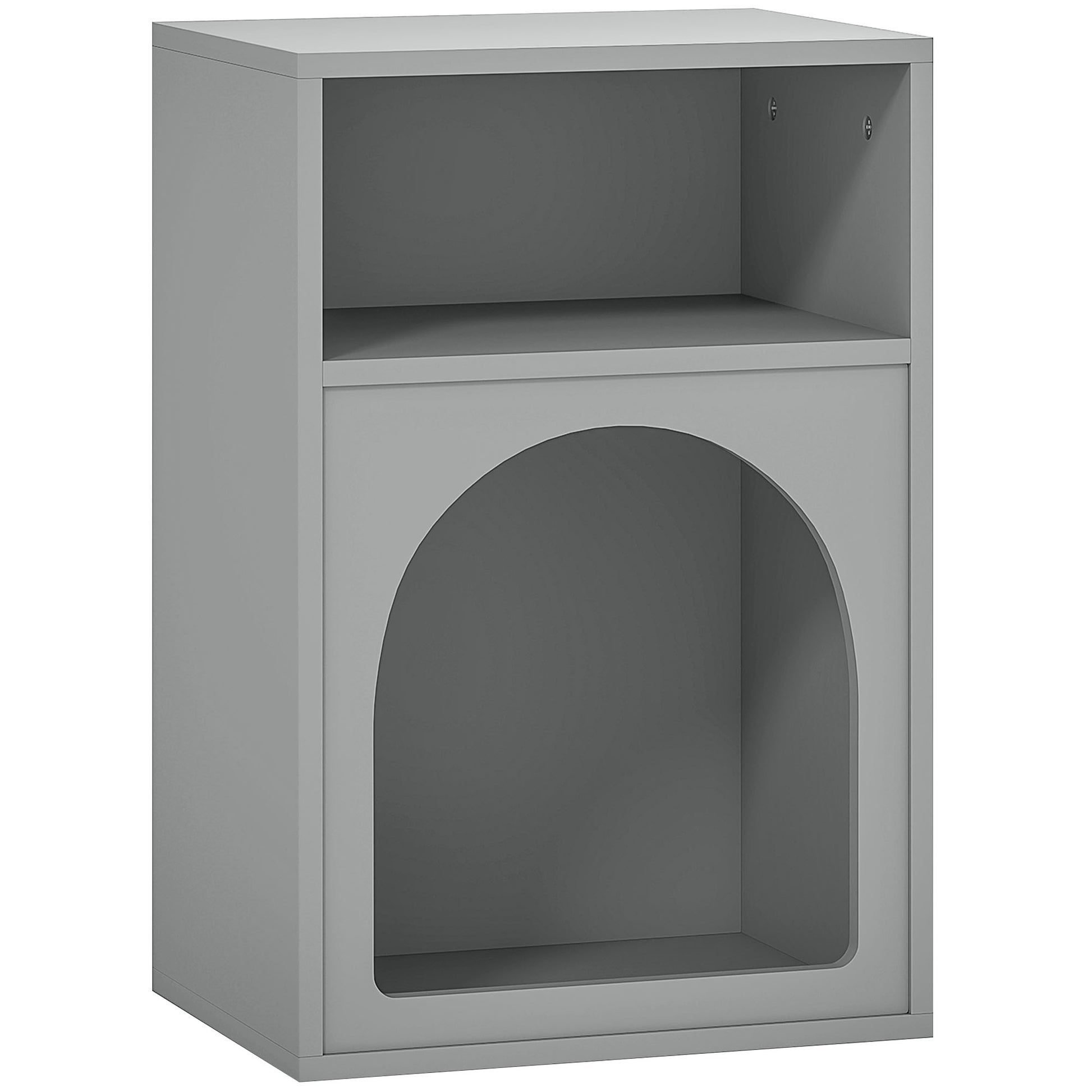 Photo of HOMCOM Bedside Table with 2 Open Compartments - Grey in Grey colour on a white background