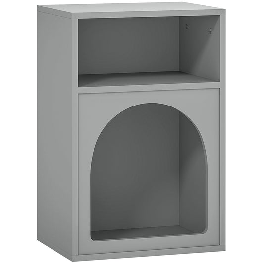 Photo of HOMCOM Bedside Table with 2 Open Compartments - Grey in Grey colour on a white background