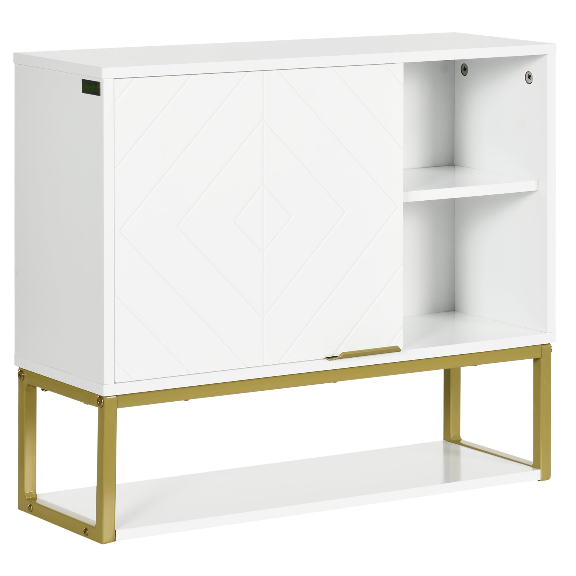 Photo of kleankin Bathroom Wall Cabinet, Over Toilet Storage Cabinet with Door and Storage Shelves for Hallway, Living Room, White in White colour on a white background