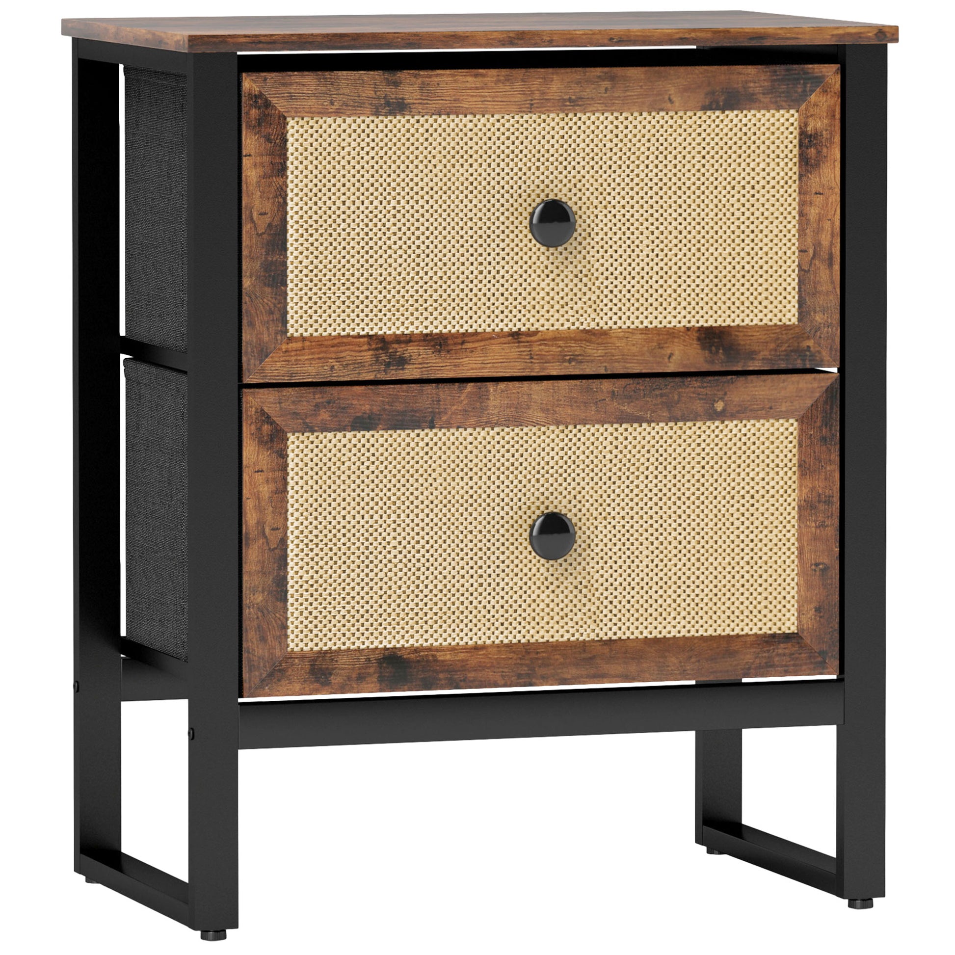 Photo of HOMCOM Industrial-Natural Bedside Table - Brown in Brown colour on a white background