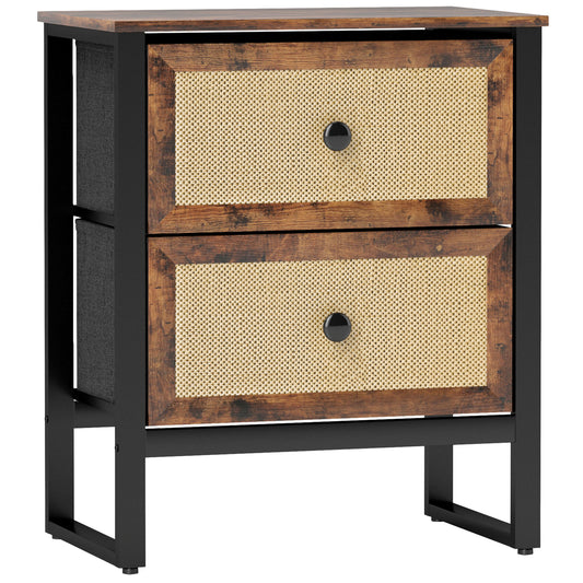 Photo of HOMCOM Industrial-Natural Bedside Table - Brown in Brown colour on a white background