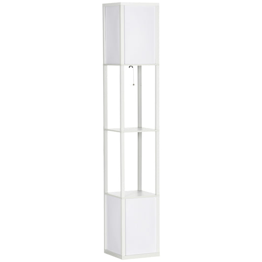 Photo of HOMCOM 156cm Floor Lamp Shelving Unit - White in White colour on a white background