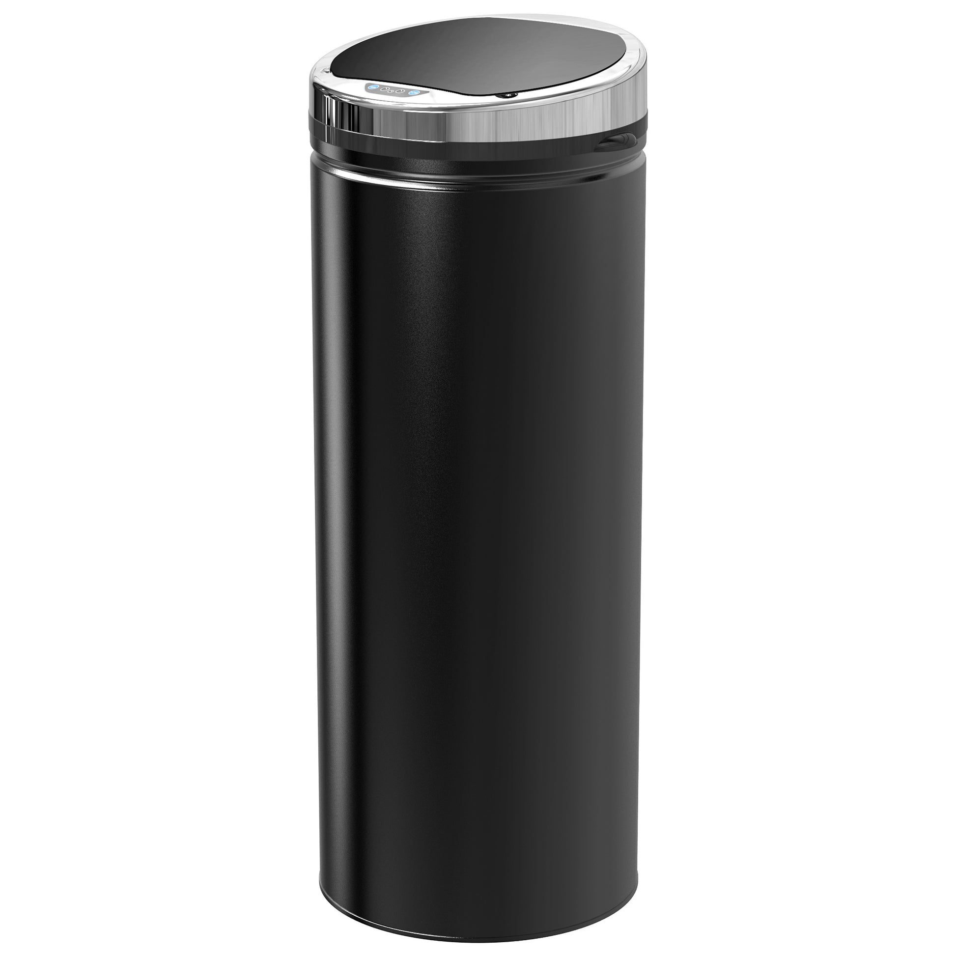 Photo of HOMCOM 50L Sensor Bin with Quiet Soft-Close Lid, Automatic Touchless Motion Sensor Rubbish Bin with Fingerprint Resistant, Stainless Steel for Hygienic Kitchen, Home Office Use, Black in Black colour on a white background