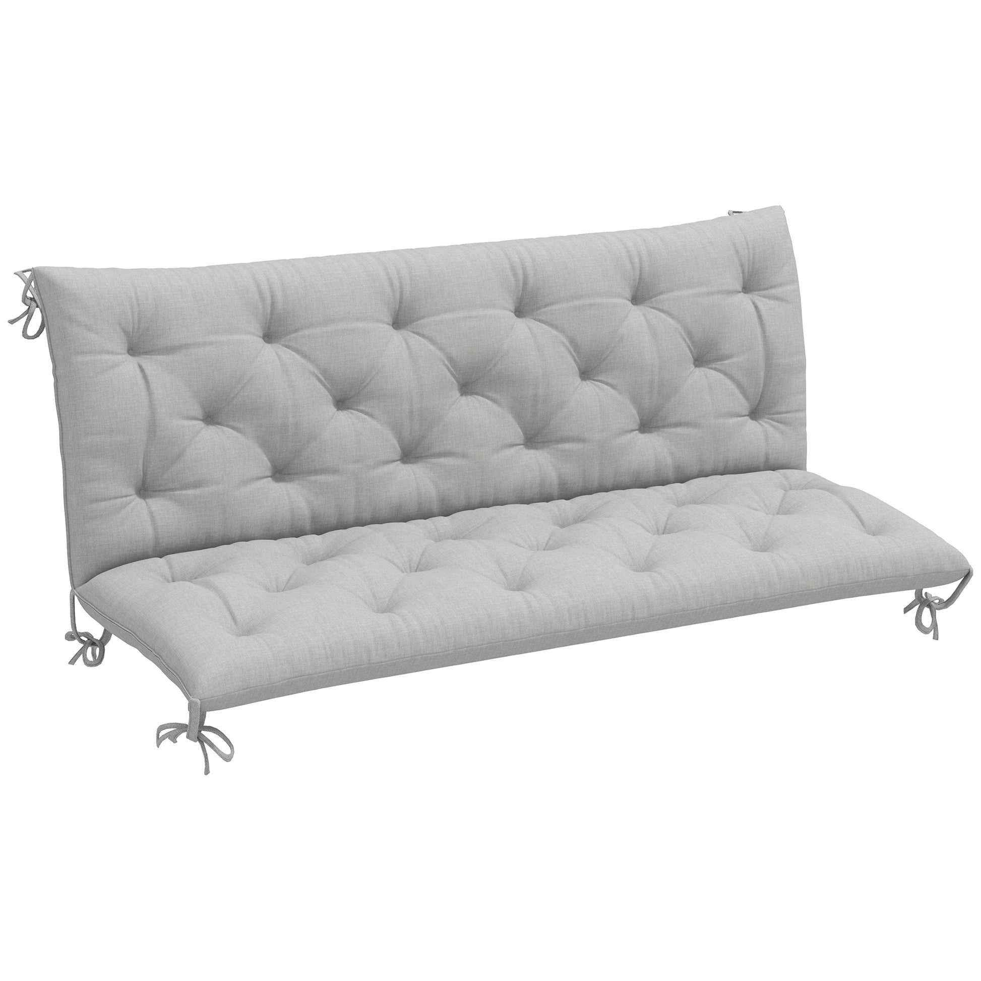 Photo of Outsunny Three-Seater Bench Cushion - Light Grey in Grey colour on a white background