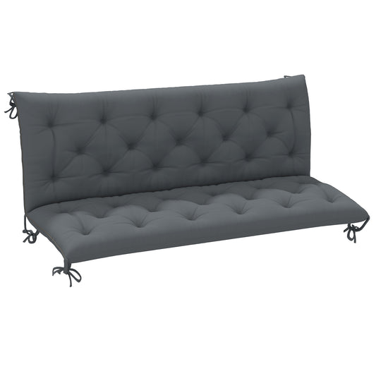 Photo of Outsunny 3 Seater Bench Cushion, Garden Chair Cushion with Back and Ties for Indoor and Outdoor Use, 98 x 150 cm, Dark Grey in Grey colour on a white background