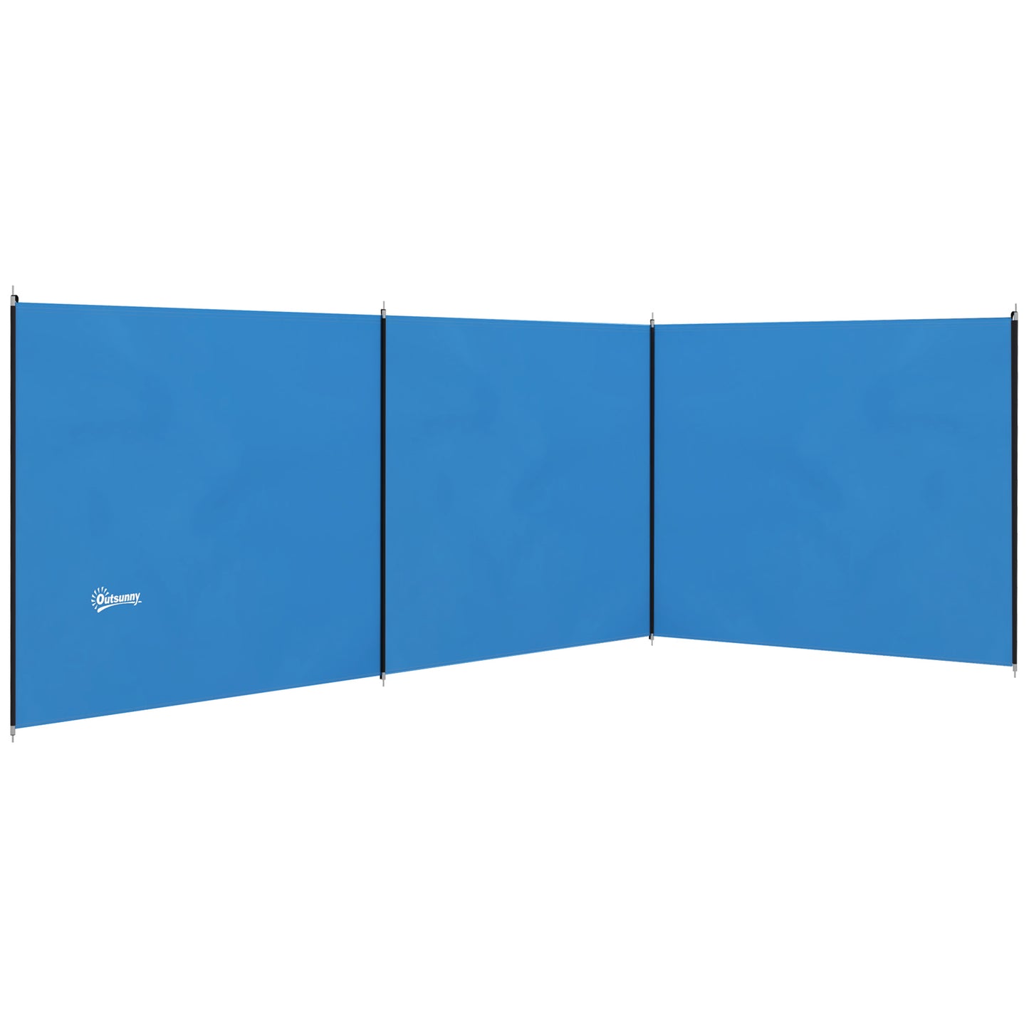 Photo of Outsunny 4 Pole Camping Windbreaks, Beach Wind Shield Shelter with Carry Bag and Steel Poles, 540cm x 150cm, Blue in Blue colour on a white background