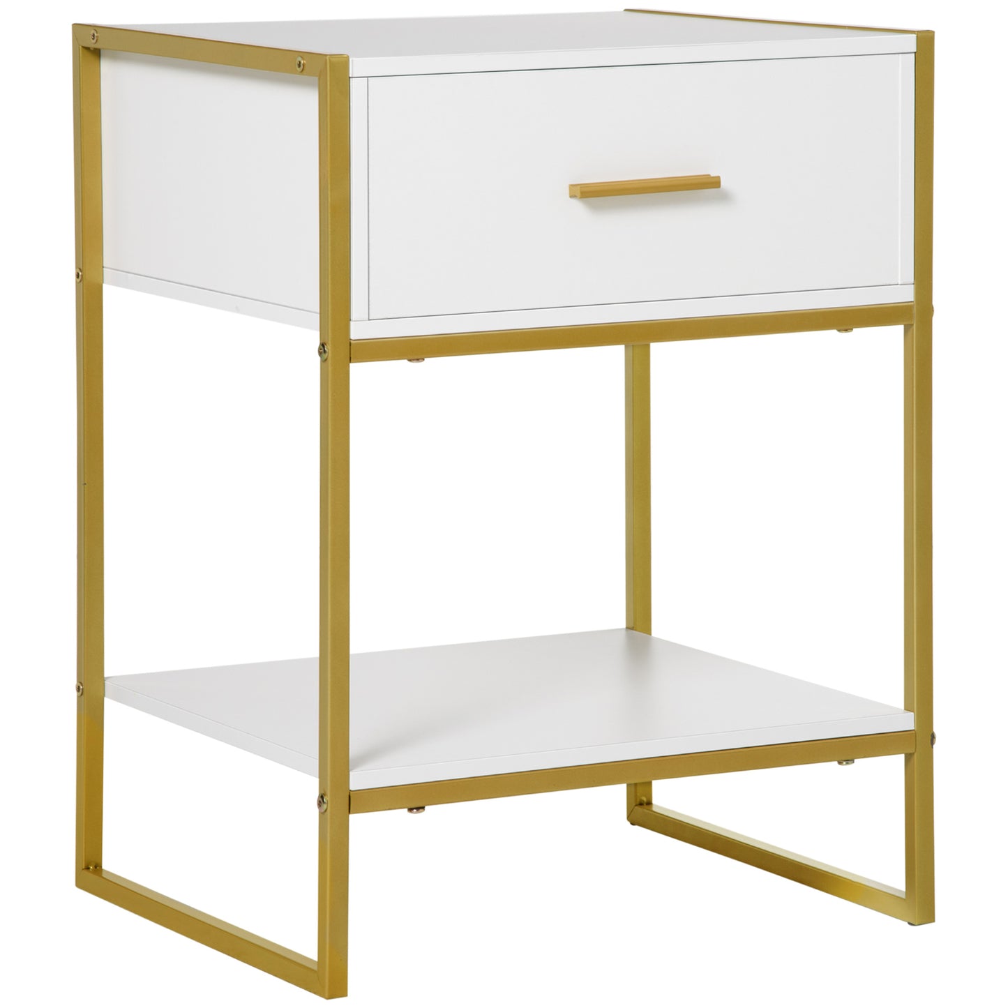 Photo of HOMCOM Modern Bedside Table - White in White colour on a white background