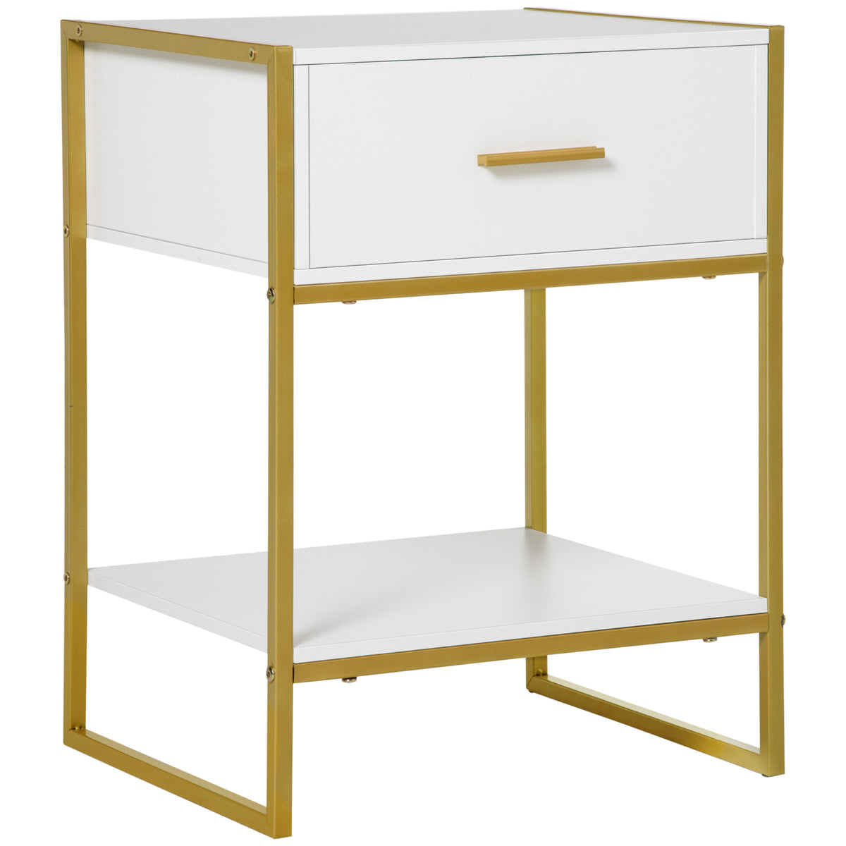 Photo of HOMCOM Modern Bedside Table - White in White colour on a white background
