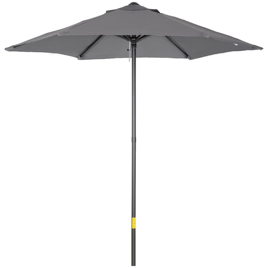 Photo of Outsunny 2m Garden Parasol Umbrella, Outdoor Sun Shade with 6 Sturdy Ribs for Balcony, Bench, Garden, Dark Grey in Grey colour on a white background