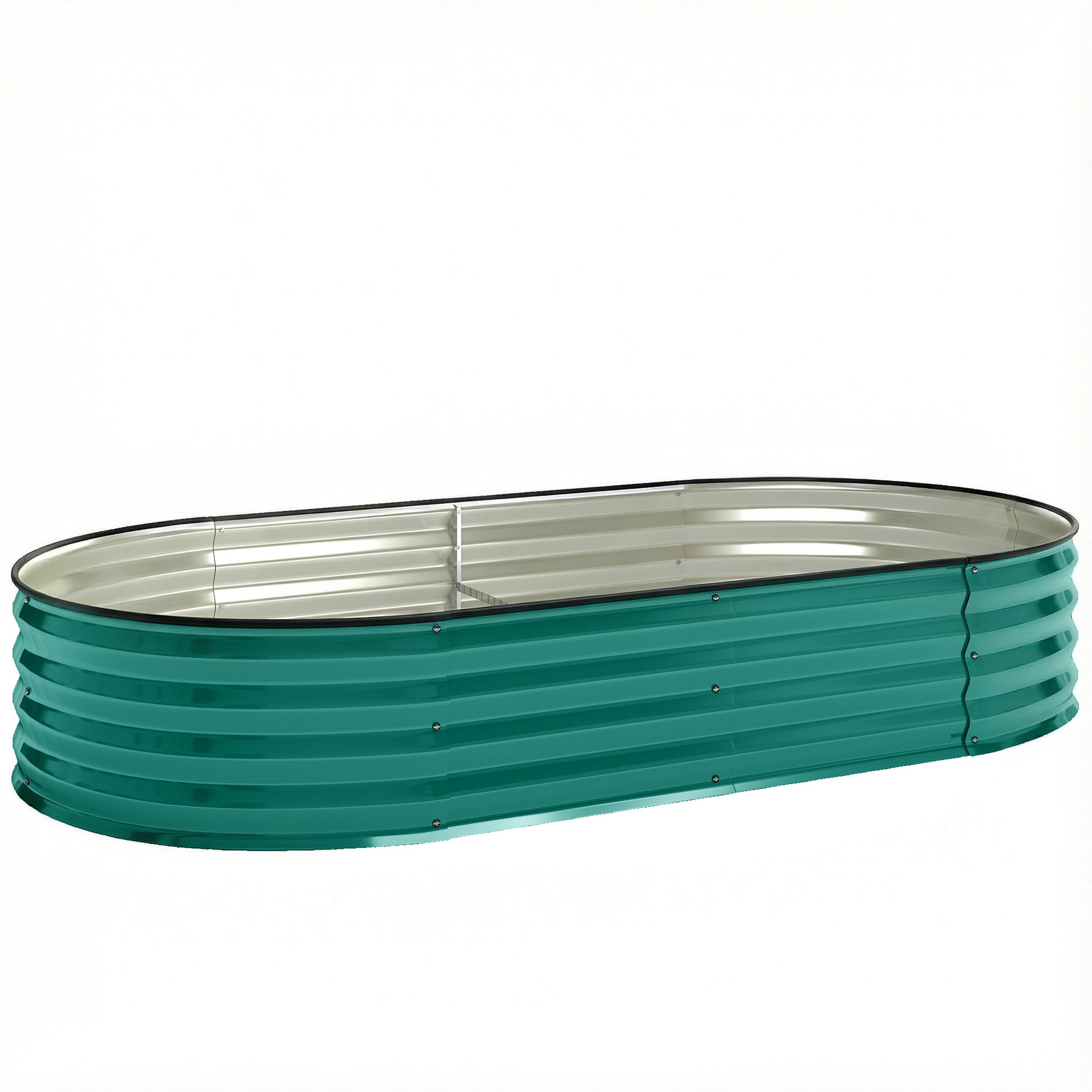 Photo of Outsunny Galvanised Raised Garden Bed, Metal Planter Box with Safety Edging, for Flowers, Herbs, Succulents, Light Green in Green colour on a white background