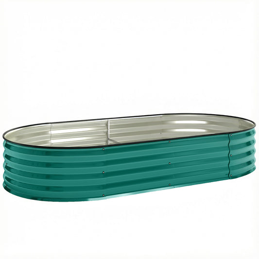 Photo of Outsunny Galvanised Raised Garden Bed, Metal Planter Box with Safety Edging, for Flowers, Herbs, Succulents, Light Green in Green colour on a white background