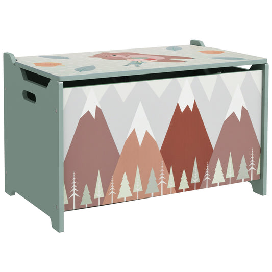 Photo of ZONEKIZ Toy Box, Kids Storage Chest, with Lid, Safety Hinge - Green in Green colour on a white background