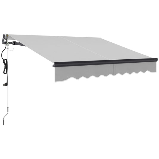 Photo of Outsunny 2.5 x 2m Electric Awning with Remote Controller, Aluminium Frame DIY Retractable Awning, UV30+ Sun Shade Canopy for Garden Patio Deck Door Window, Light Grey in Grey colour on a white background