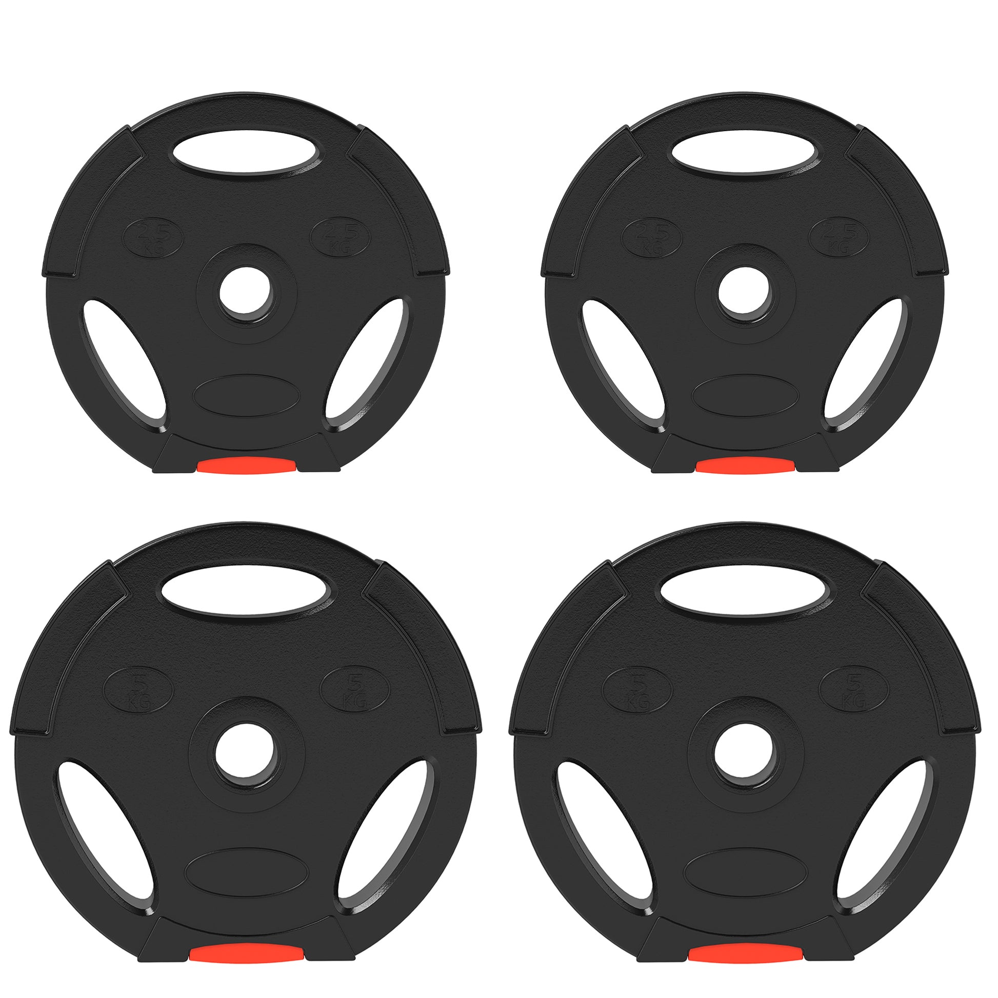 Photo of SPORTNOW Weight Plates Set, with Two 5kg and Two 2.5kg weights, Black in Black colour on a white background