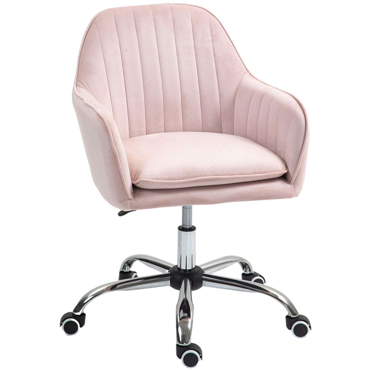 Photo of HOMCOM Velvet-Feel Tub Office Chair, with Seat Cushion - Pink in Pink colour on a white background