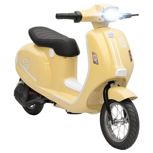 Photo of AIYAPLAY 24V Kids Electric Motorbike, Ride on Motorcycle with Manual Throttle, Brakes and LED Lights for Ages 8-12 Years, Beige in Beige colour on a white background