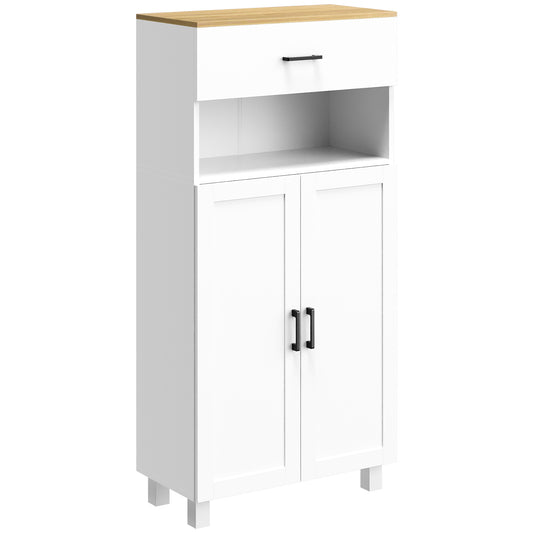Photo of HOMCOM Sideboard, Nordic Storage Cabinet with Drawer, Doors and Open Countertop, Freestanding Kitchen Cupboard for Living Room, Dining Room, 130cm, White in White colour on a white background