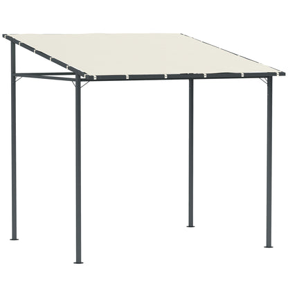 Outsunny wall-mounted pergola with cream fabric canopy and dark metal frame