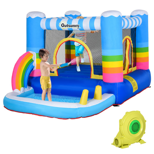 Photo of Outsunny Kids Bounce Castle Inflatable House with Trampoline Pool Climbing Wall with Inflator Carrybag, 2.8 x 1.7 x 1.55m in 1.55m colour on a white background