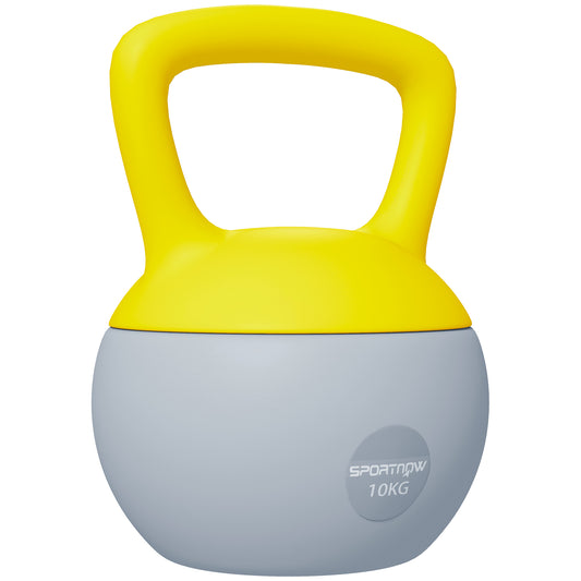 Photo of SPORTNOW 10KG Soft Kettlebell, Kettlebell with Non-Slip Handle for Home Gym, Weight Lifting, Strength Training, Yellow/Grey in Yellow/Grey colour on a white background
