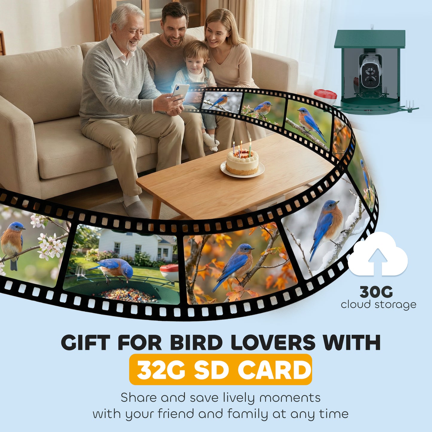 PawHut Smart Bird Feeder Camera 2K HD with AI Identifies 16,000+ Species, 2K HD Auto Capture Video, APP Instant Notifications