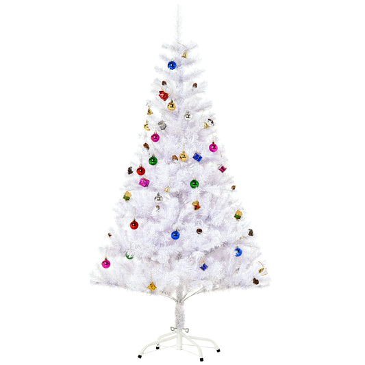 Photo of HOMCOM 5ft Snow Artificial Christmas Tree w/ Metal Stand Decorations Home Seasonal Elegant Faux White in White colour on a white background
