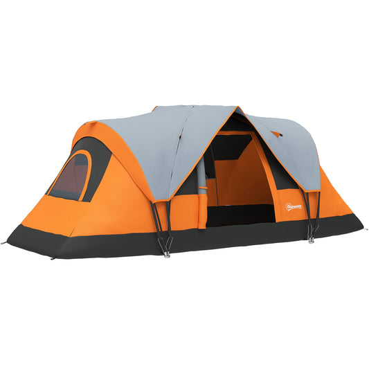 Photo of Outsunny 5-6 Man Dome Camping Tent - Orange in Orange colour on a white background