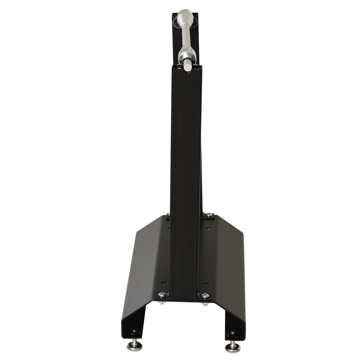 DURHAND black wheel balancing stand with a single upright and adjustable feet