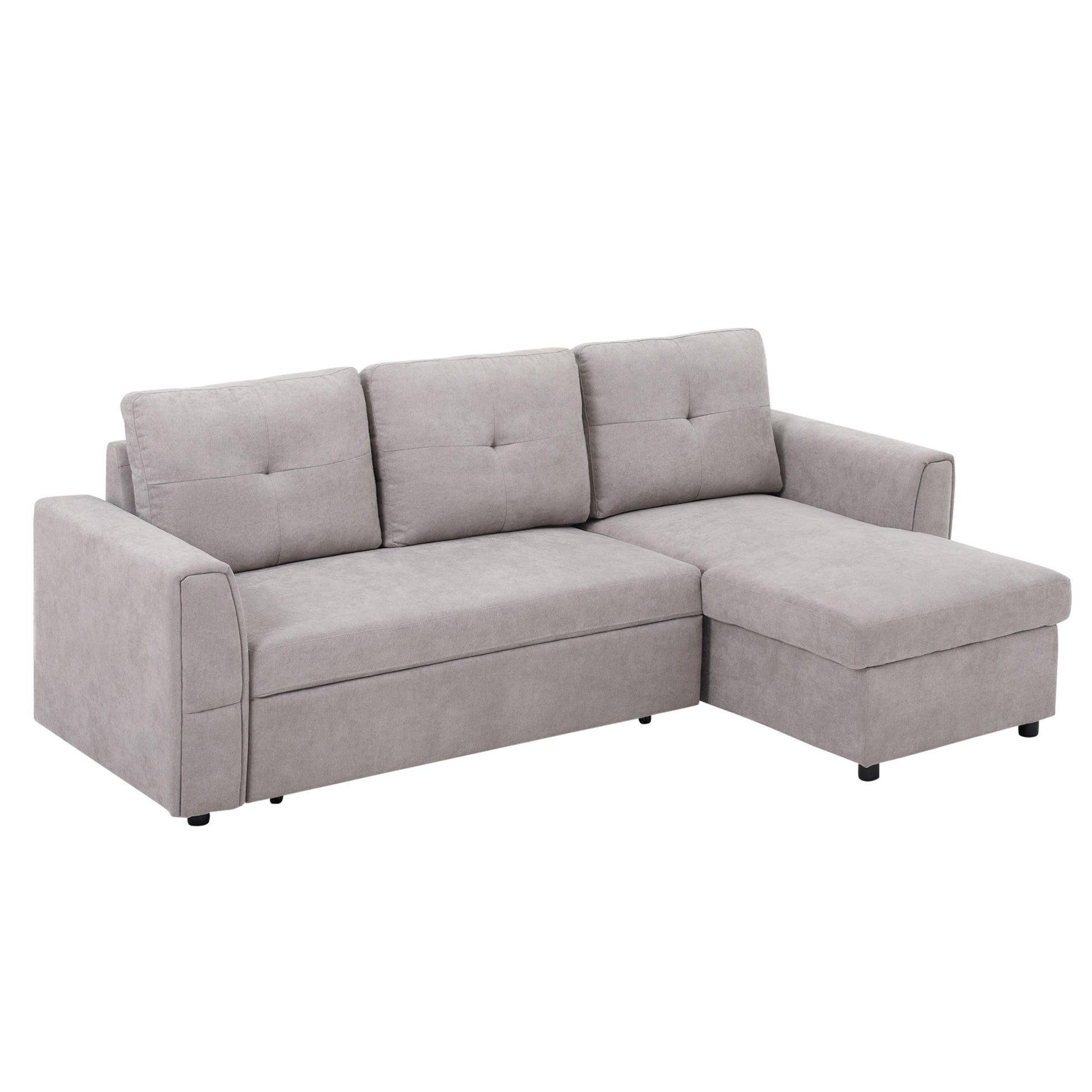 Photo of HOMCOM 3 Seater Sofa Bed, Pull Out Sofa Bed with Storage for Living Room, Light Grey in Grey colour on a white background