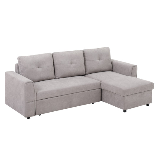 Photo of HOMCOM 3 Seater Sofa Bed, Pull Out Sofa Bed with Storage for Living Room, Light Grey in Grey colour on a white background