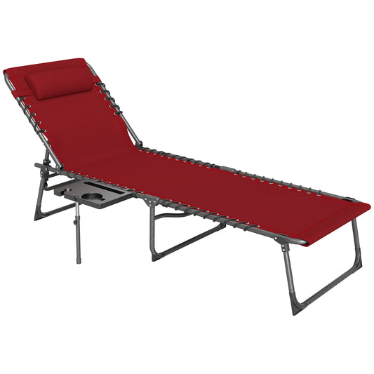 Photo of Outsunny Five-Position Reclining Sun Lounger - Red in Red colour on a white background