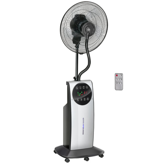 Photo of HOMCOM 16" Pedestal Fan with Water Mist Spray, Humidifying Misting Fan, Standing Fan with 3 Speeds, 3.1L Water Tank, Timer and Electric Mosquito Killer Jack, Black in Black colour on a white background
