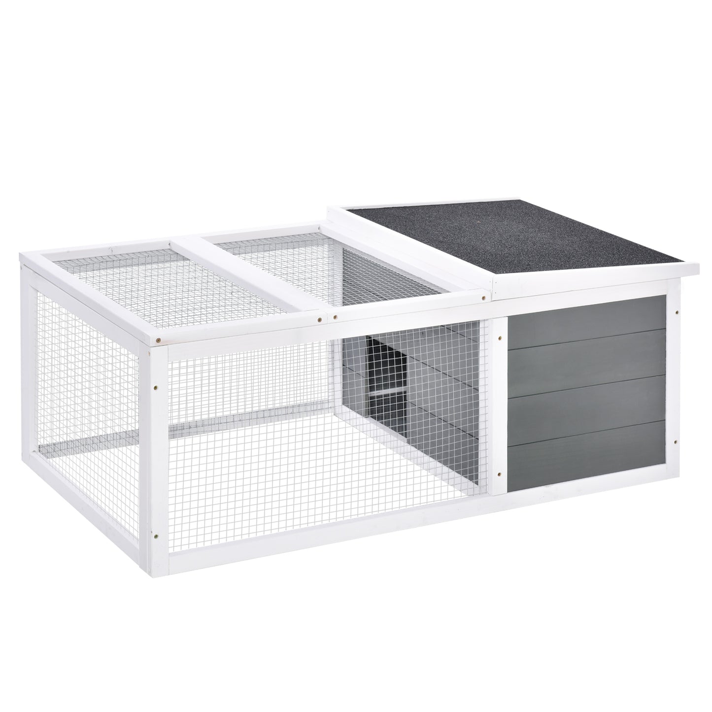 Photo of PawHut Rabbit Hutch Guinea Pig Hutch Wooden Small Animal Cage Rabbit Run Duck House with Openable Roof for Indoor Outdoor 115 x 66 x 47.5 cm in cm colour on a white background