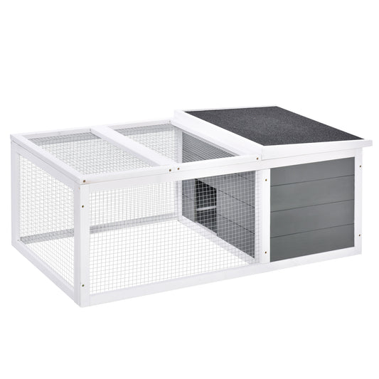 Photo of PawHut Rabbit Hutch Guinea Pig Hutch Wooden Small Animal Cage Rabbit Run Duck House with Openable Roof for Indoor Outdoor 115 x 66 x 47.5 cm in cm colour on a white background