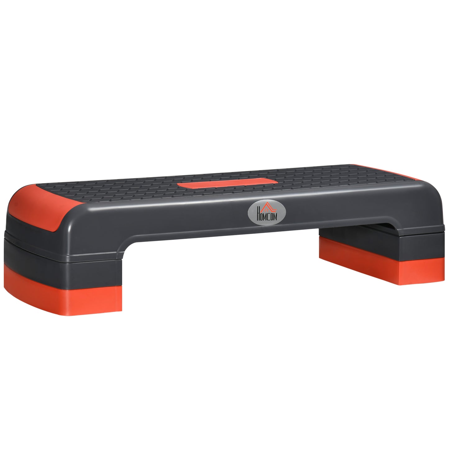 Photo of HOMCOM Aerobic Step, 10cm, 15cm & 20cm Height Adjustable Exercise Stepper for Exercise Workout, Nonslip Step Board Great for Home & Office, Grey and Red in Red colour on a white background
