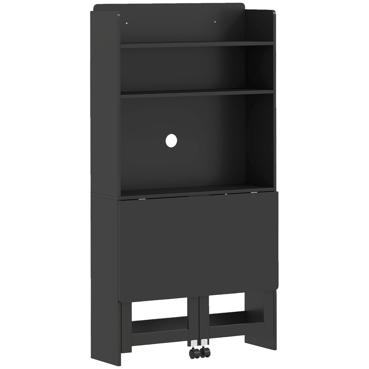 Photo of HOMCOM Foldable Desktop, Computer Desk with Storage Shelves, 80 x 69 x 155 cm, Black in Black colour on a white background
