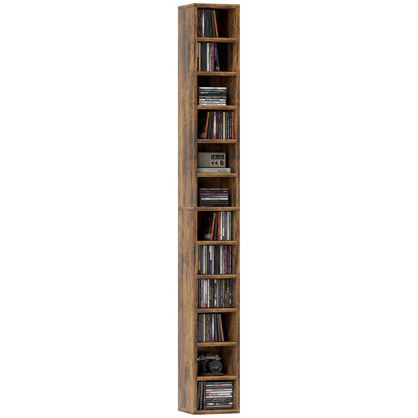 Photo of HOMCOM 204 CD Tall Narrow Media Storage Tower - Rustic Brown in Brown colour on a white background