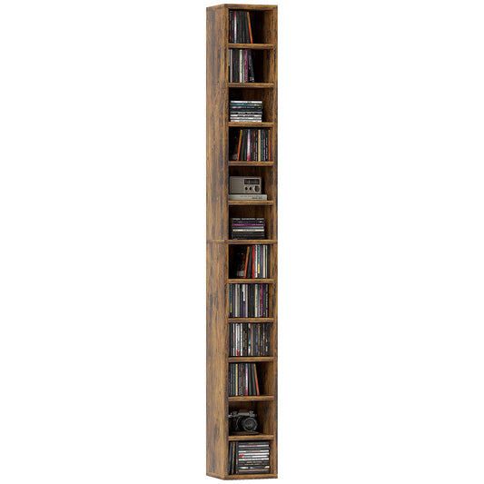 Photo of HOMCOM 204 CD Tall Narrow Media Storage Tower - Rustic Brown in Brown colour on a white background