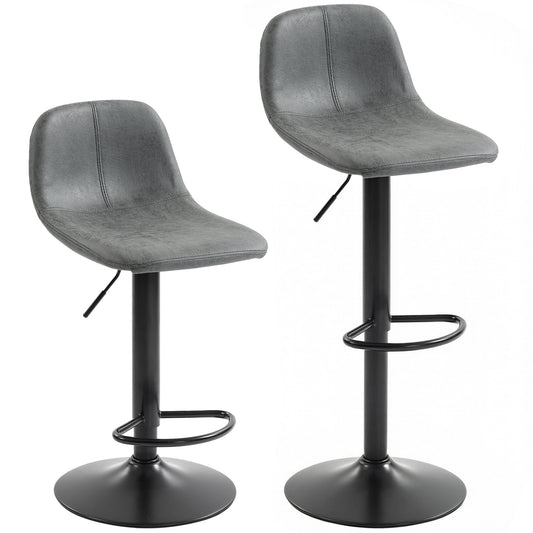 Photo of HOMCOM Bar Stools Set of 2, Modern Swivel Barstools with Footrest for Kitchen Island and Dining Room, Grey in Grey colour on a white background