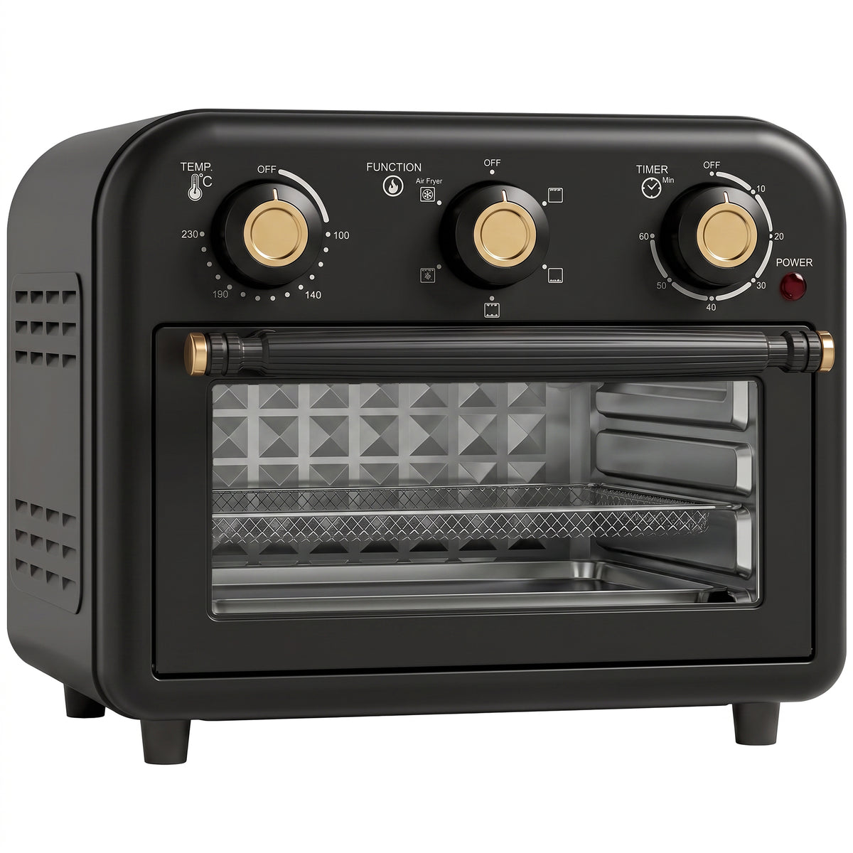 Photo of HOMCOM Air Fryer Toaster Oven, Convection Countertop Oven, with Adjustable Temperature and Timer, 12 L, Black in Black colour on a white background