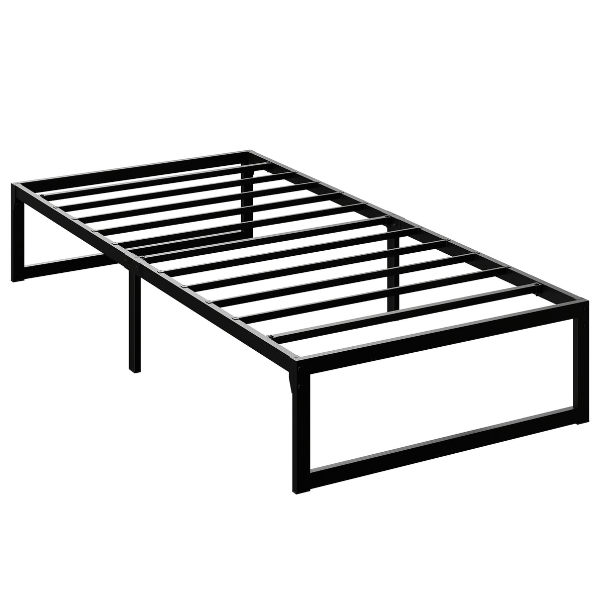Photo of HOMCOM 3ft Single Bed Frame with Underbed Storage and Steel Slat Support, 32.5 cm Height, Noise-Free, Black in Black colour on a white background