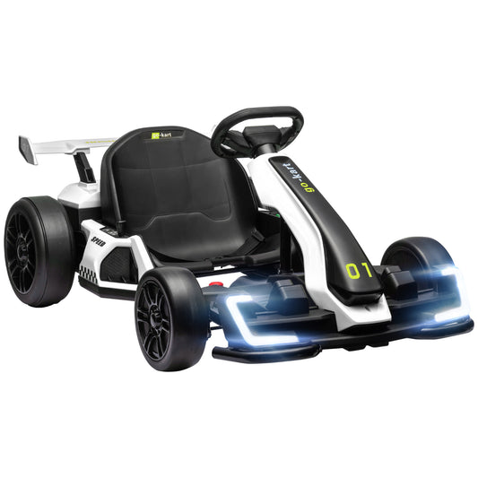 Photo of HOMCOM 24V Electric Go Kart for Kids with Adjustable Seat for 6-12 Years, White in White colour on a white background